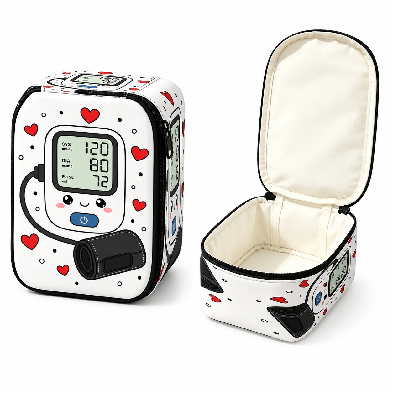 Cute White Heart Blood Pressure Monitor Carrying Case