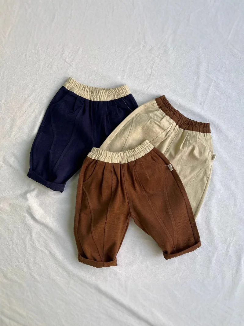 2025 Spring New Baby Casual Pants Cotton Boys Loose Trousers Solid Color Girls Versatile Harem Pants Infant Toddler Clothes