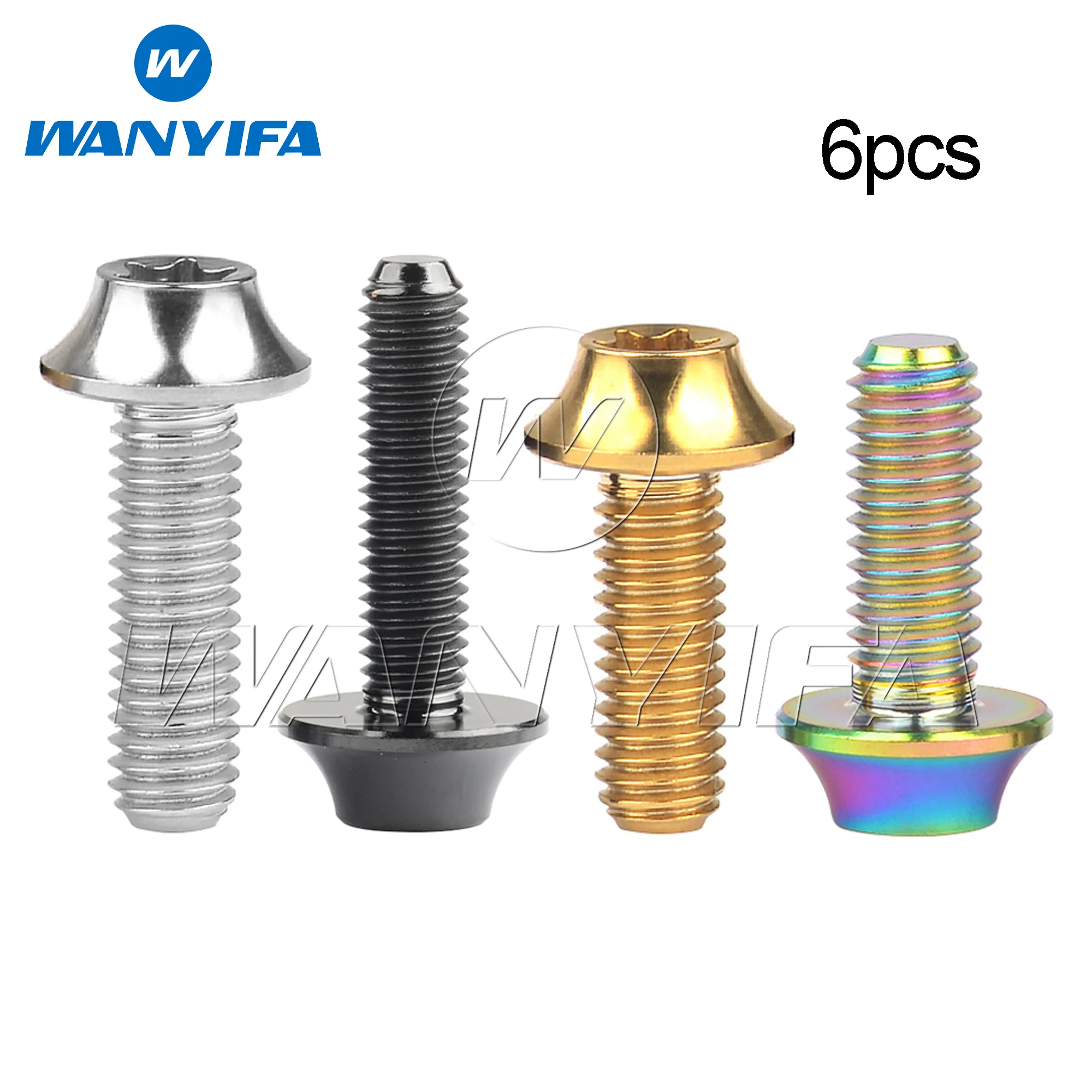 

Wanyifa 6pcs Titanium Bolts M5/M6x16 20mm R Umbrella Torx Head Screws for Bicycle V Brake Bike Parts Ti GR5 Fasteners