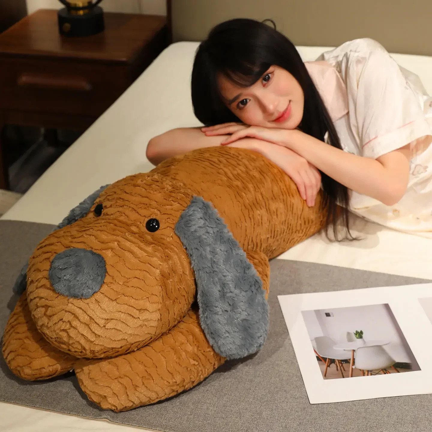

Длинная подушка Kawaii с рисунком щенка, мягкая уютная плюшевая кукла-собачка, теплая милая подушка для сна, прекрасный домашний декор, детский компаньон