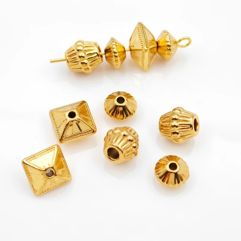 30pcs Quality Stainless Steel styles Spacer Beads DIY for Women Men Bracelet Necklace Making PVD Gold Coating