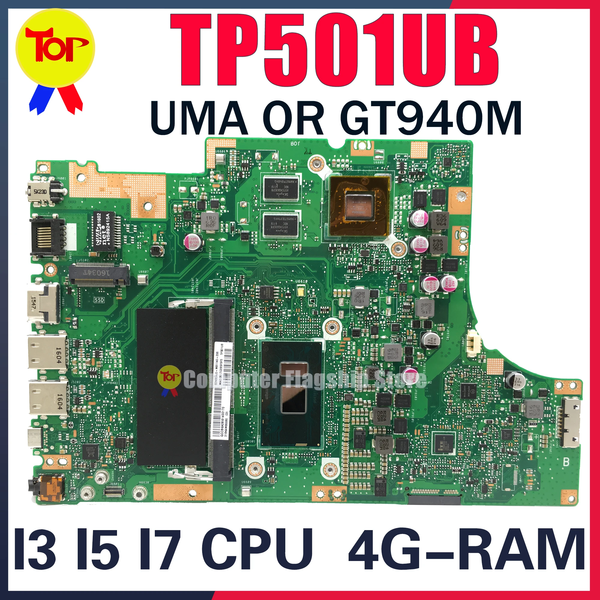 

KEFU TP501UB Laptop Motherboard For ASUS TP501UQ TP501U TP501UAK TP501UAM TP501UQK Mainboard I3 I5 I7 4G-RAM 100% Working