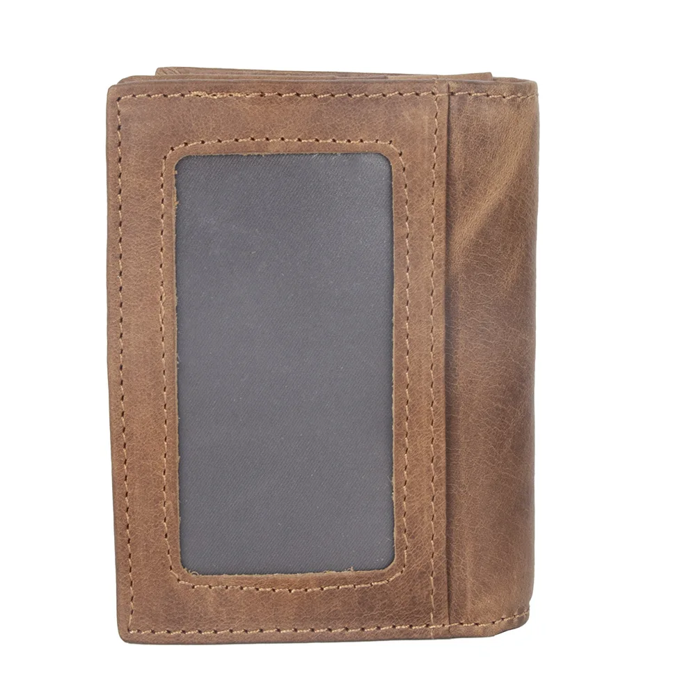 Crazy Horse Leather Card Holder Wallet for Men with Multiple Card Slots and Coin Pocket