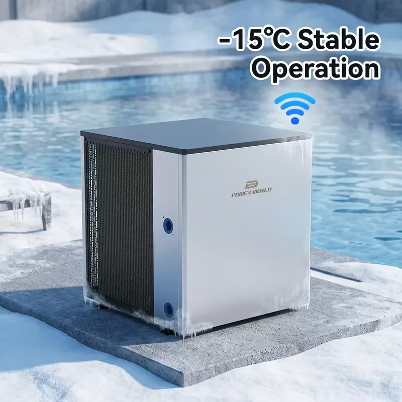 For Mini Size Patent Design Pool Air Source Heat Pump R32 Portable Electric Power Tankless Stainless Steel Housing 220V