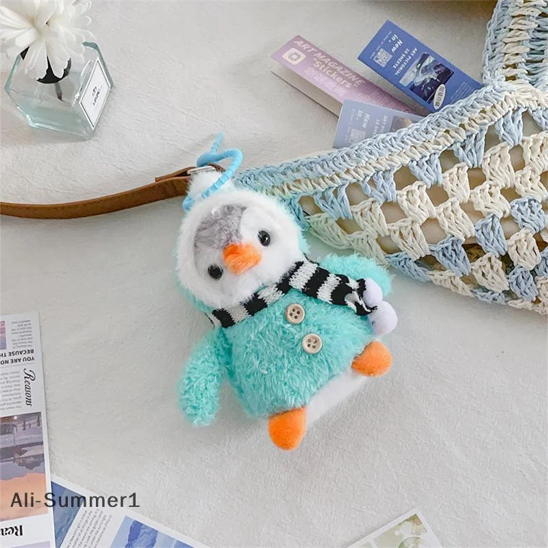 Cute Winter Christmas Scarf Penguin Plush Dolls Toys Keychain Bag Pendant Backpack Hanging Ornaments Keyring Girly Birthday Gift