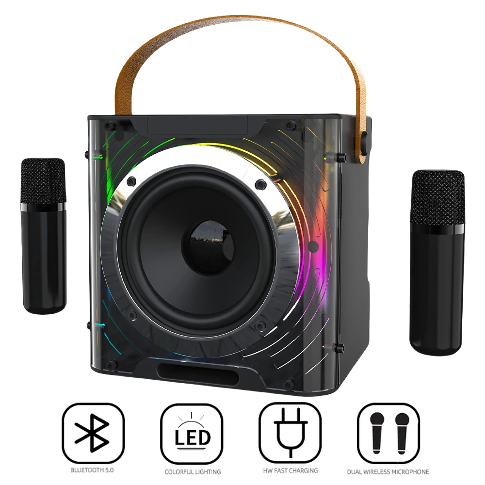 

Караоке-машина для взрослых и детей, караоке-машина с держателем для мобильного телефона, акустическая система PA 2, беспроводной Bluetooth-микрофон