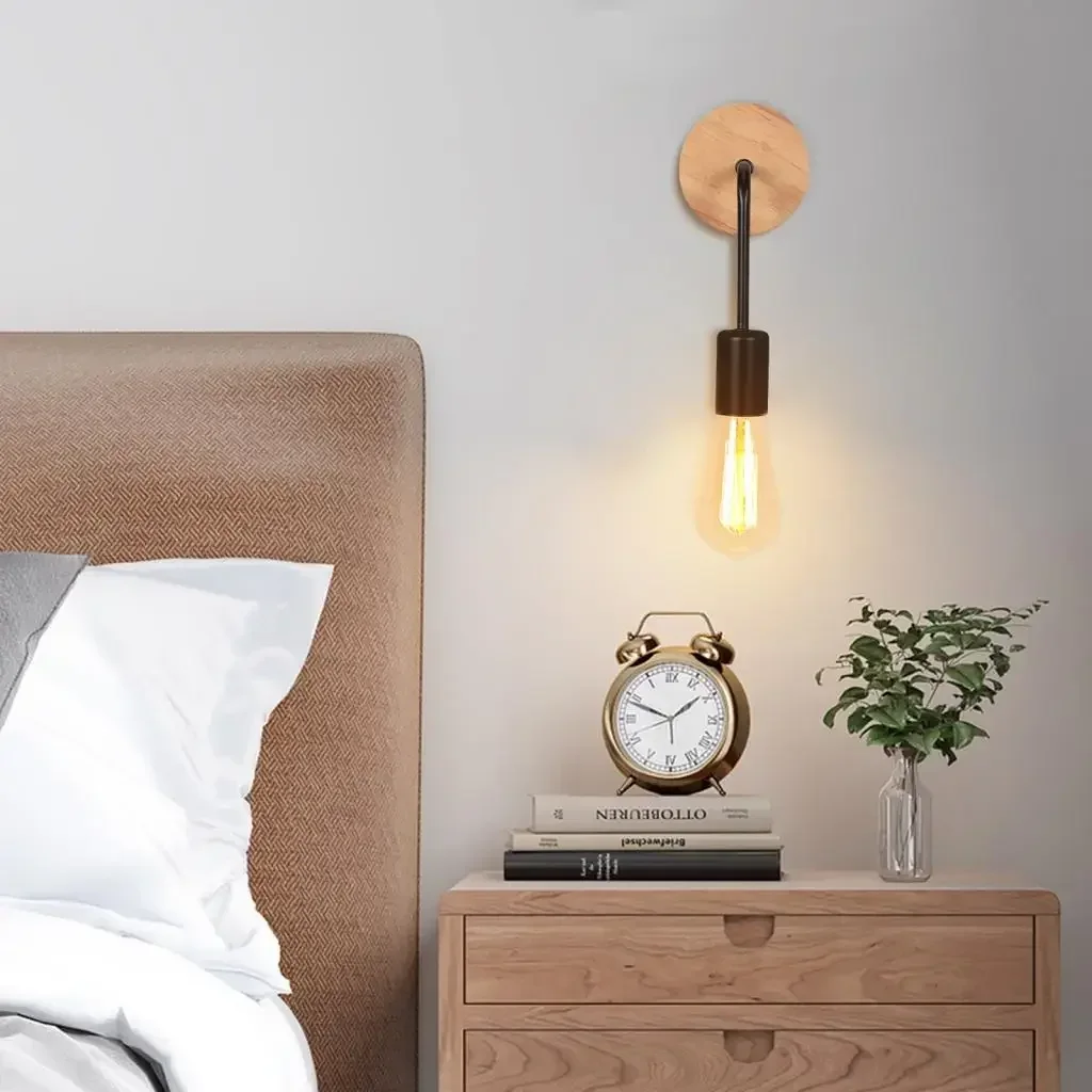 

Vintage Wall Light Modern Bedroom Bedside Lamp for Home Decor Industrial Retro Loft Wood Wall Sconce Lighting Fixture Sconce Led