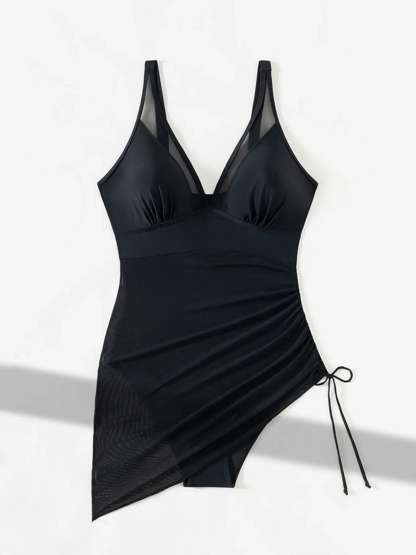 Vintage Women’s Swimsuit Large Size Black Deep V Neck Mesh Patchwork Drawstring Side One Piece Swimwear Beach Bathing Suit 2026 4 Vintage Women's Swimsuit Large Size Black Deep V Neck Mesh Patchwork Drawstring Side One Piece Swimwear Beach Bathing Suit 2026 4
