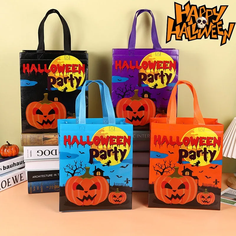 

Halloween Portable Pumpkin Tote Bag Trick or Treat Kids Candy Bag Halloween Happy Gift Pumpkin Large Capacity Shoulder Bag