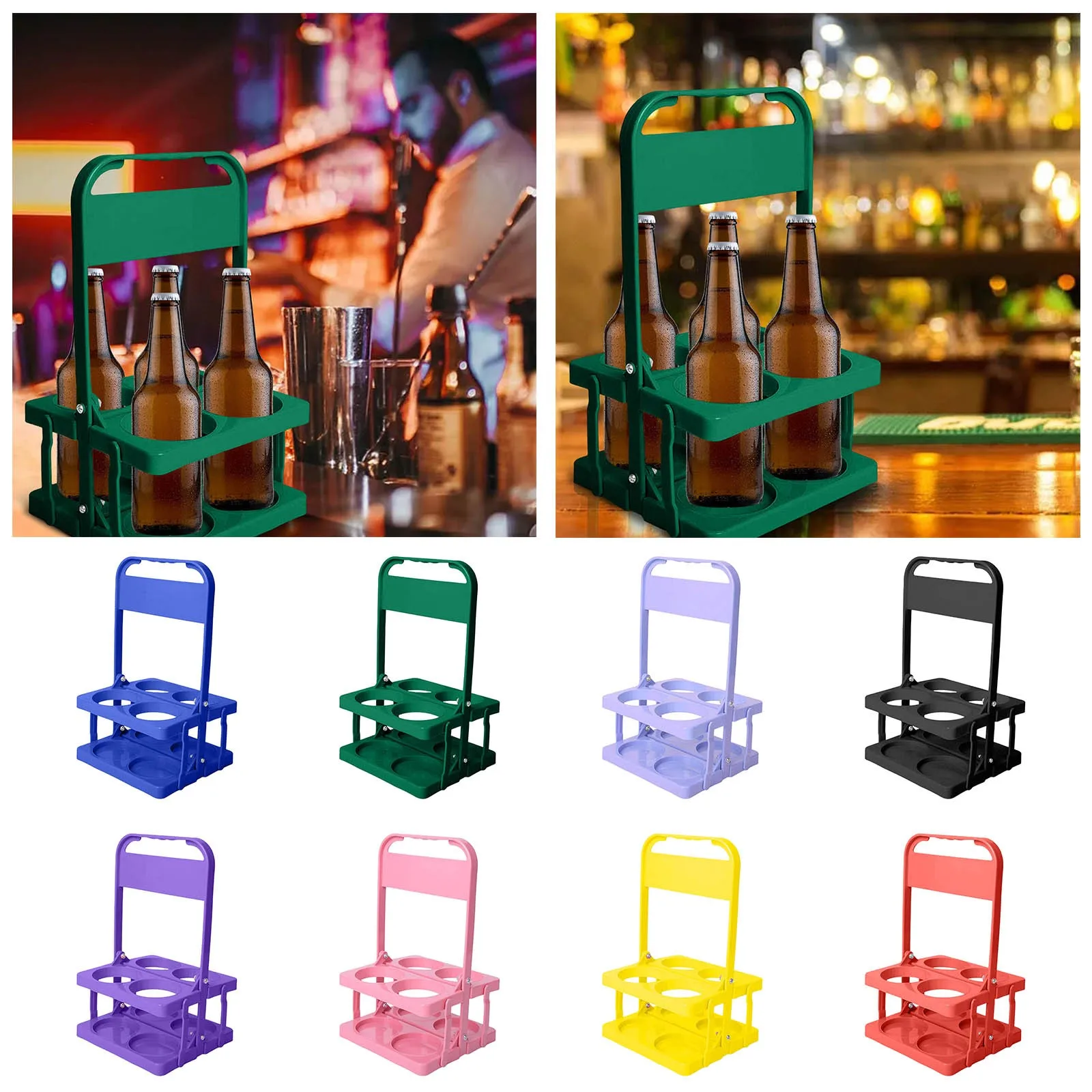 1pc Beer Bottle Carrier Cup Foldable Reusable Drink Caddy Holder Durable Cup Organizer Bar Beverage Display Wine Rack