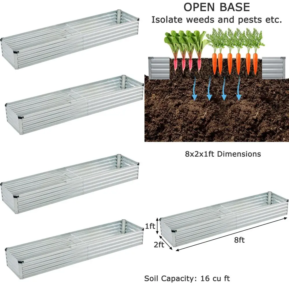 

2-Pack Galvanized Metal Raised Garden Beds for Outdoor Planting - Ideal for Vegetables, Flowers, and Herbs