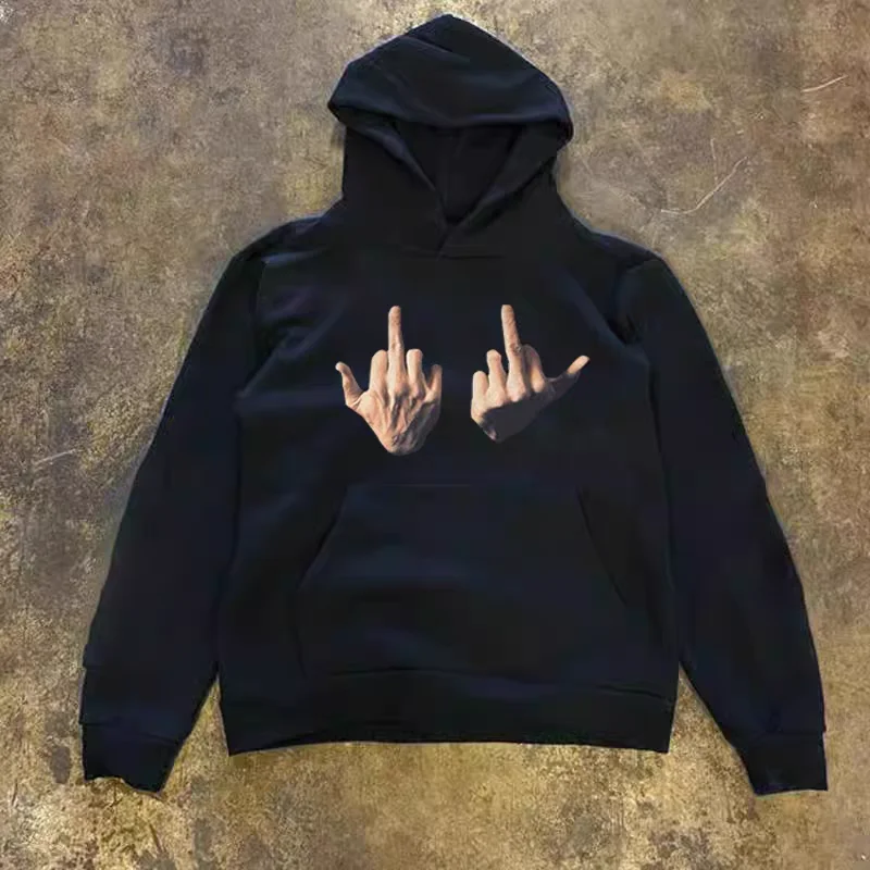 

Осень-зима 2025: новая мужская и женская толстовка с круглым вырезом и забавными элементами с принтом в стиле уличного панка в стиле хип-хоп