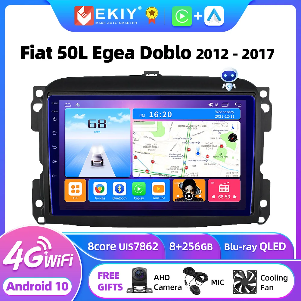 EKIY T7 беспроводной CarPlay Android авто радио для Fiat 500L Egea Doblo 2012-2017 автомобильный мультимедийный видеоплеер 2 din стерео GPS Navi