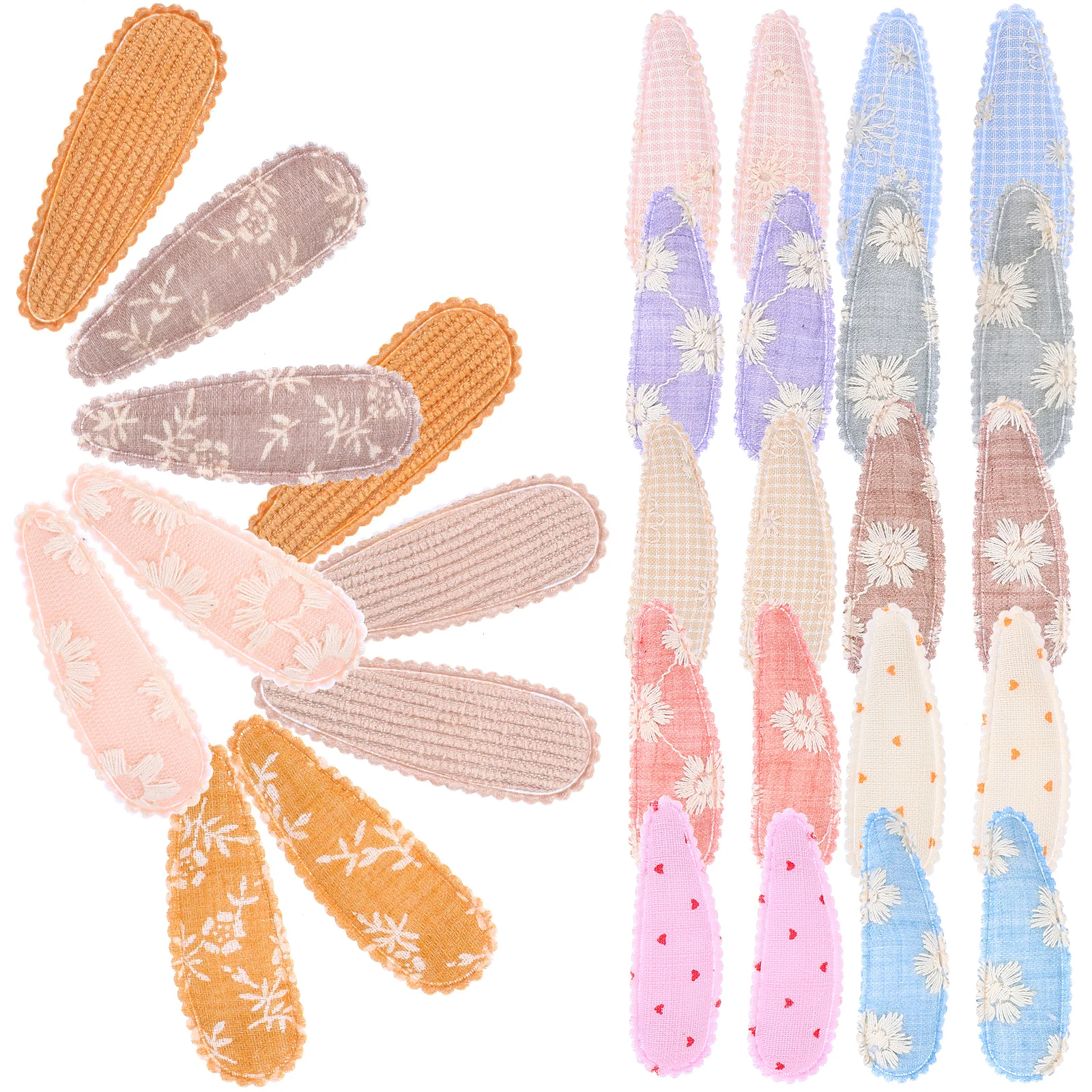 

30 pcs Fabric Hair Clips for Little Girl Cute Embroidered Baby Set 1 2 3 Snap Hair Accessories Easy to Wear Stay Well