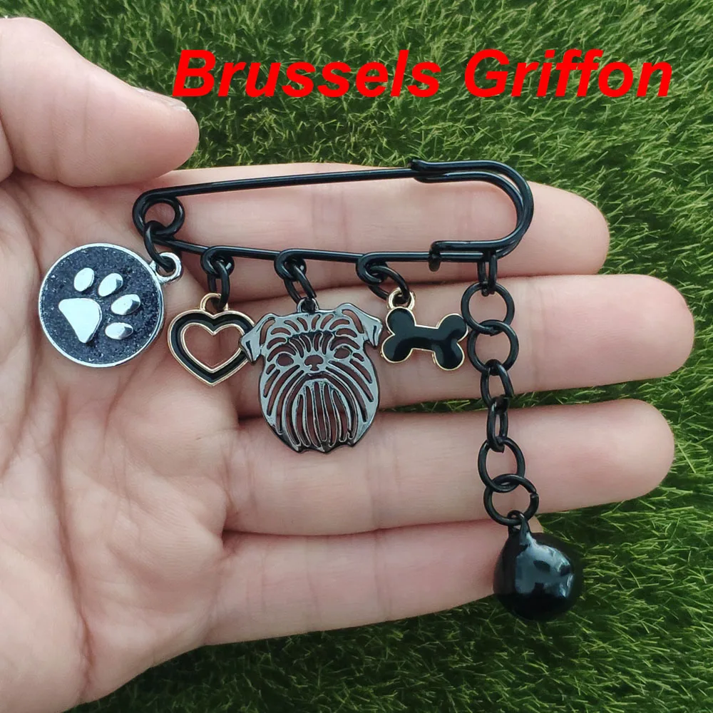 Cute Neo-Gothic Brussels Griffon Brooch Pins Dog Animal Newfoundland Breastpin Cool Gift