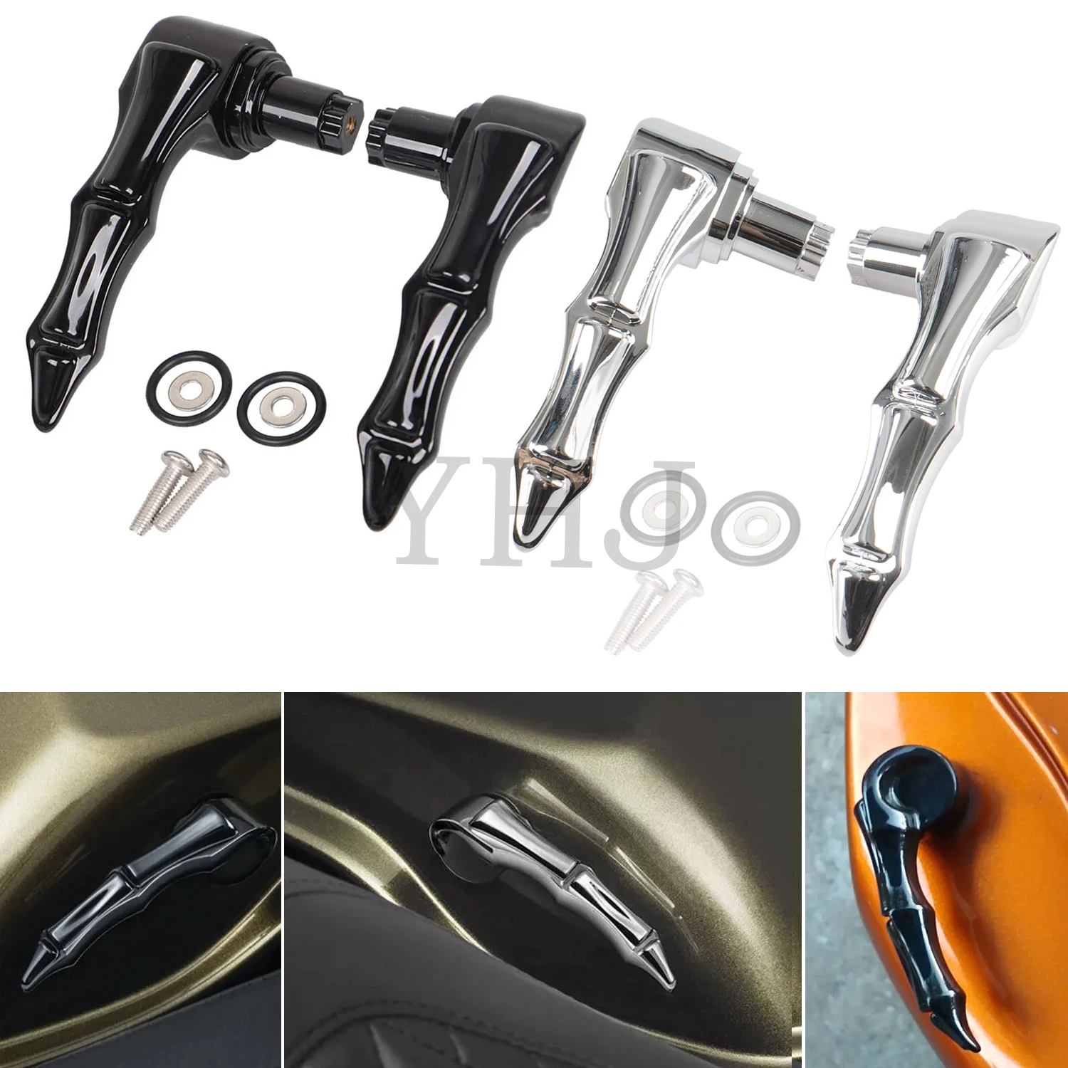 

Chrome/Black Saddlebag Lid Lifters Latch Handle Lever For Harley Motorcycle Touring Road King Street Glide FLHR FLTRXS 2014-2023