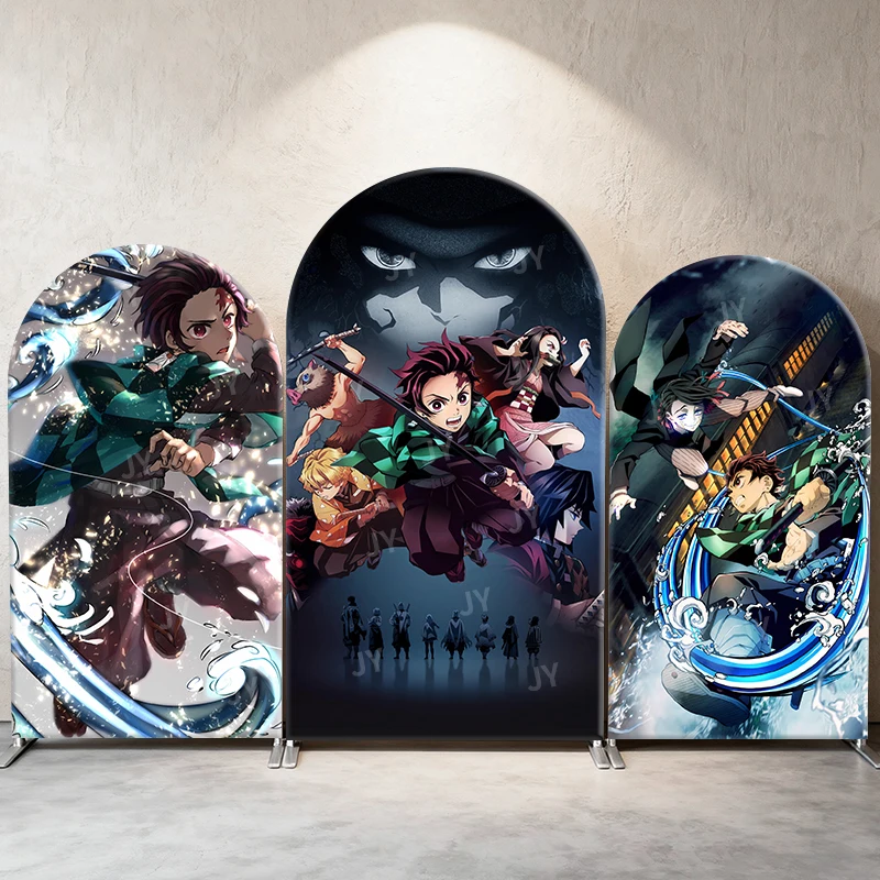 

Demon Slayer Arch Backdrop Cover Kids Boy Birthday Baby Shower Party Decor Dynamic Anime Tanjiro Kamado Photograph Background