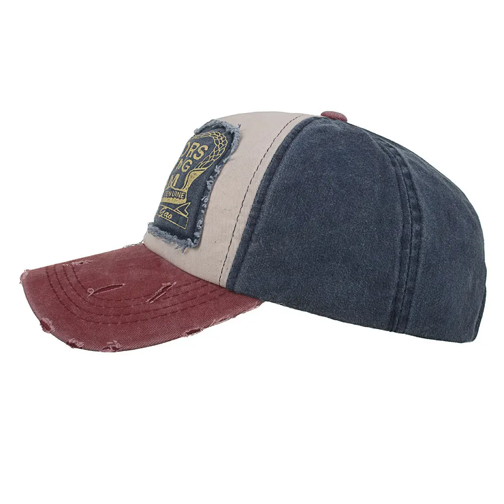 Fashionable Outdoor Sun Cap Visor Patch Color Matching Letter Wash Cloth Coated Baseball Cap