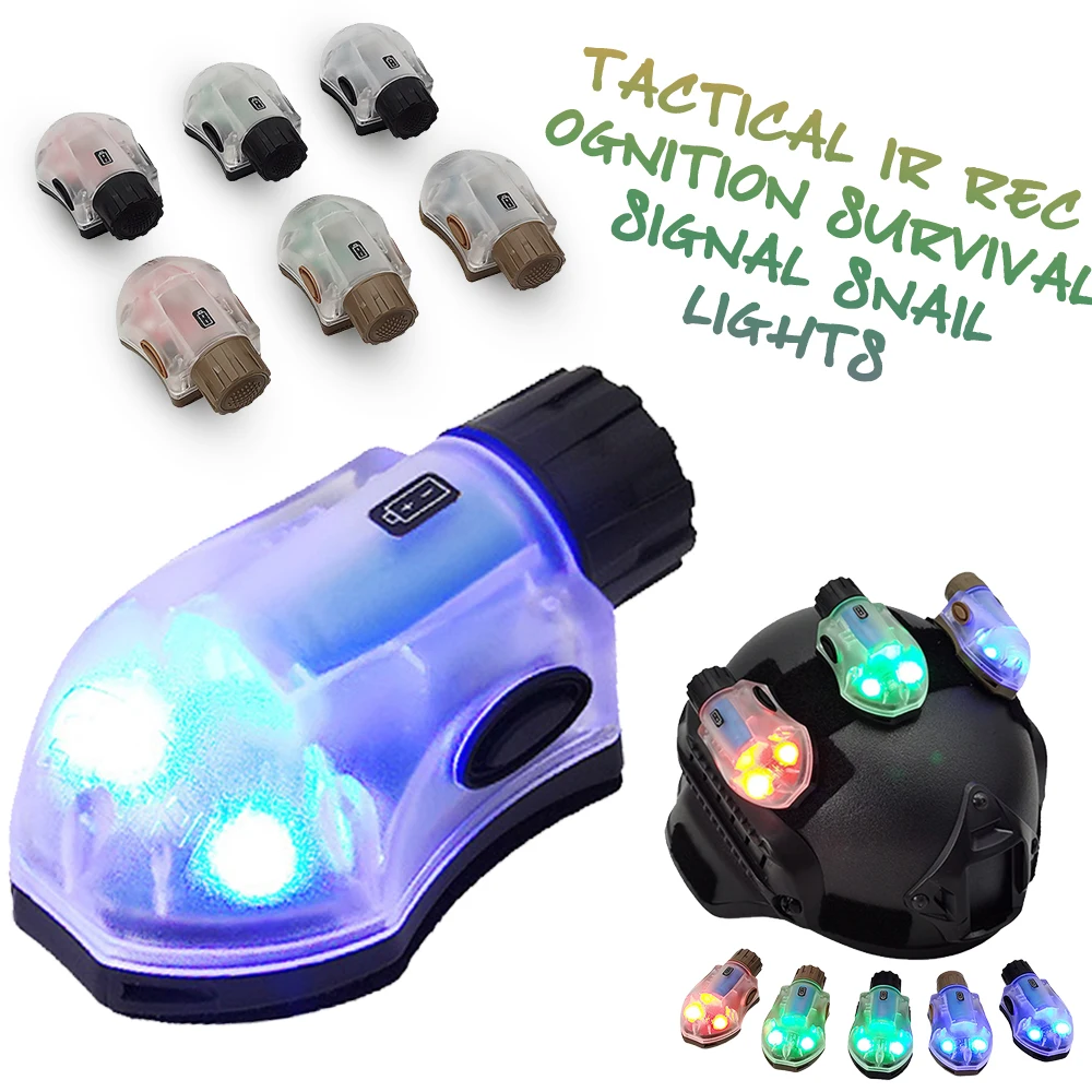 Tactical Helmet Light LED Red Green Strobe Signa 5-Speed Lamps IR Recognition Survivall Light for Hunting Camping Outdoor Sports