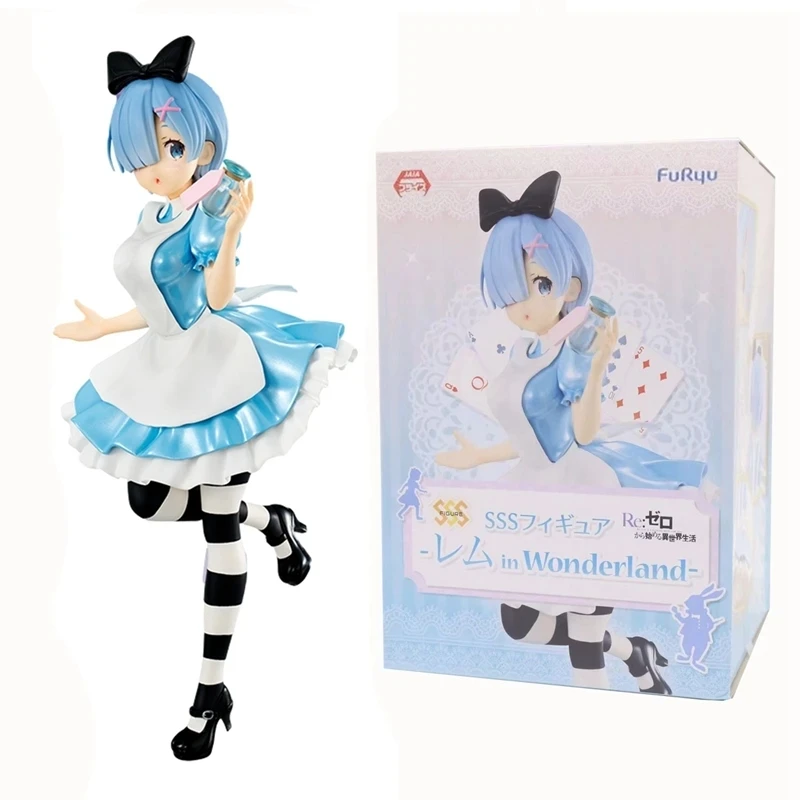 Rem Figurka Anime Re:Life In A Different World From Zero Figurka Super Special Series In Wonderland Blue Maid Outfit Model lalki