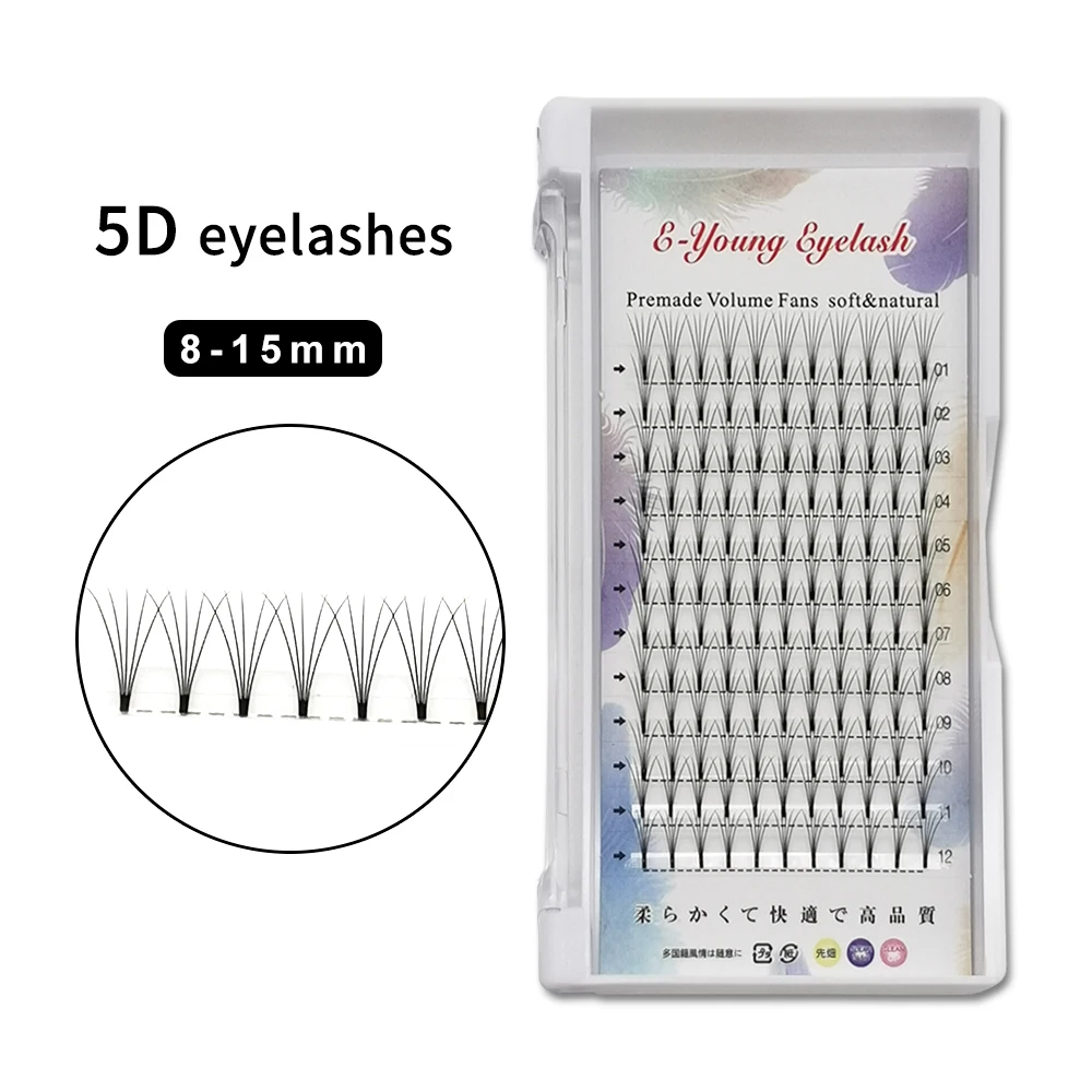 3d/4d/5d/6d/7d/8d 0.07mm 8-15mm 12 Rows Short Stems Professional Soft Natural Premade Volume Fans Eyelash Extensions Makeup Tool