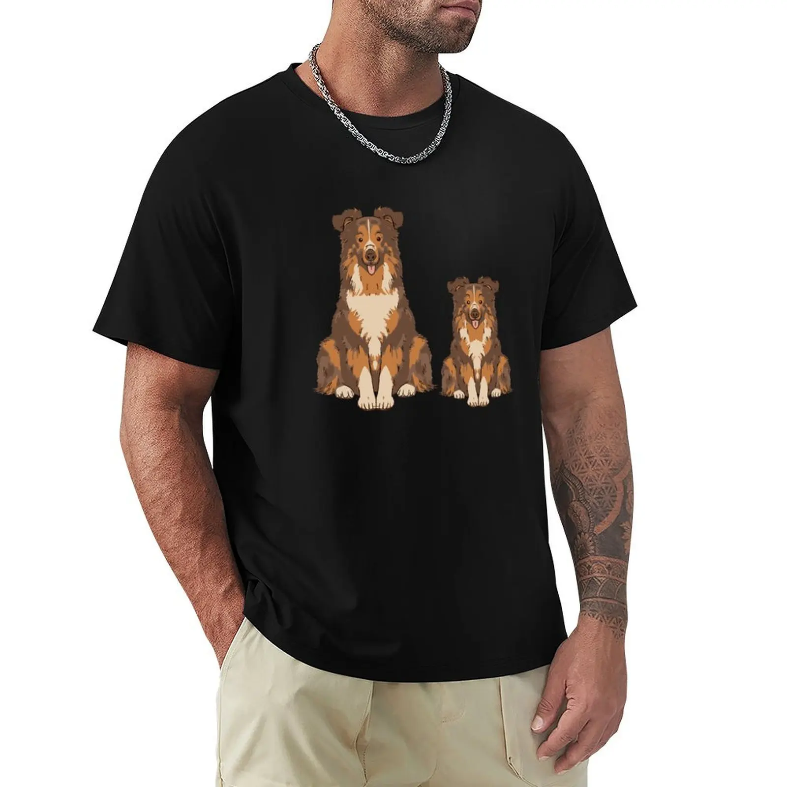 border collie T-Shirt hippie clothes shirts graphic tees oversizeds men clothings