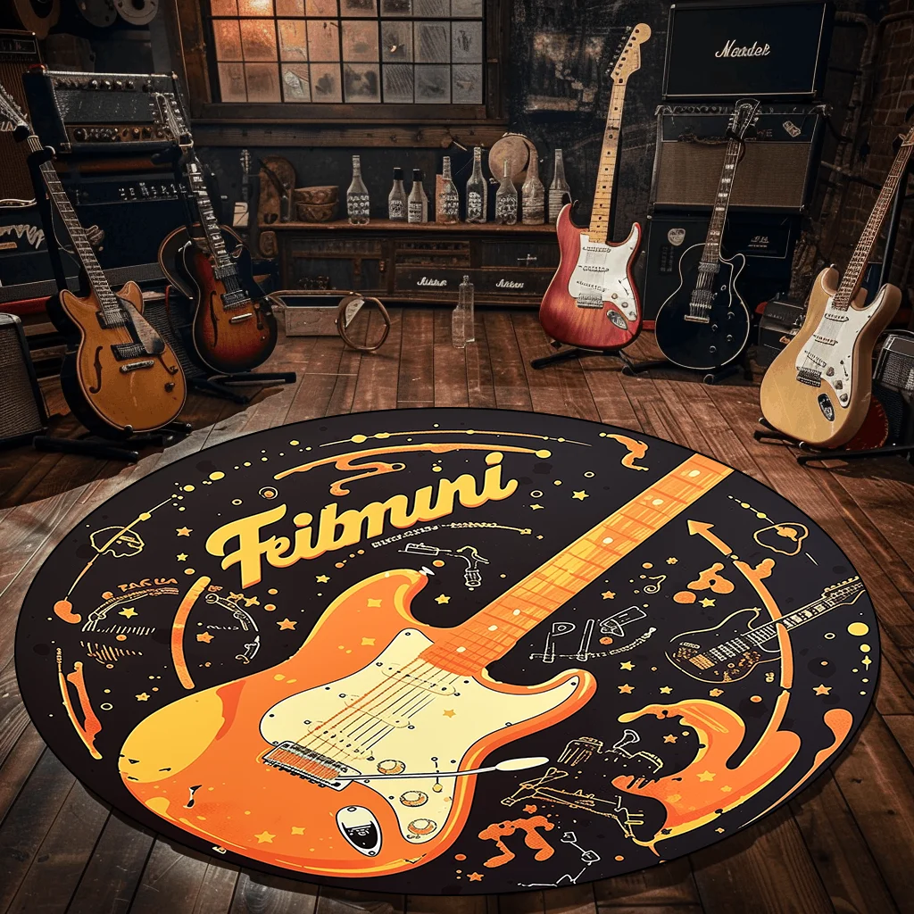 3D Music CD Disc Round Carpets for Living Room Decoration Chair Area Rugs for Bedroom Cloakroom Soft Non-slip Floor Mat Washable