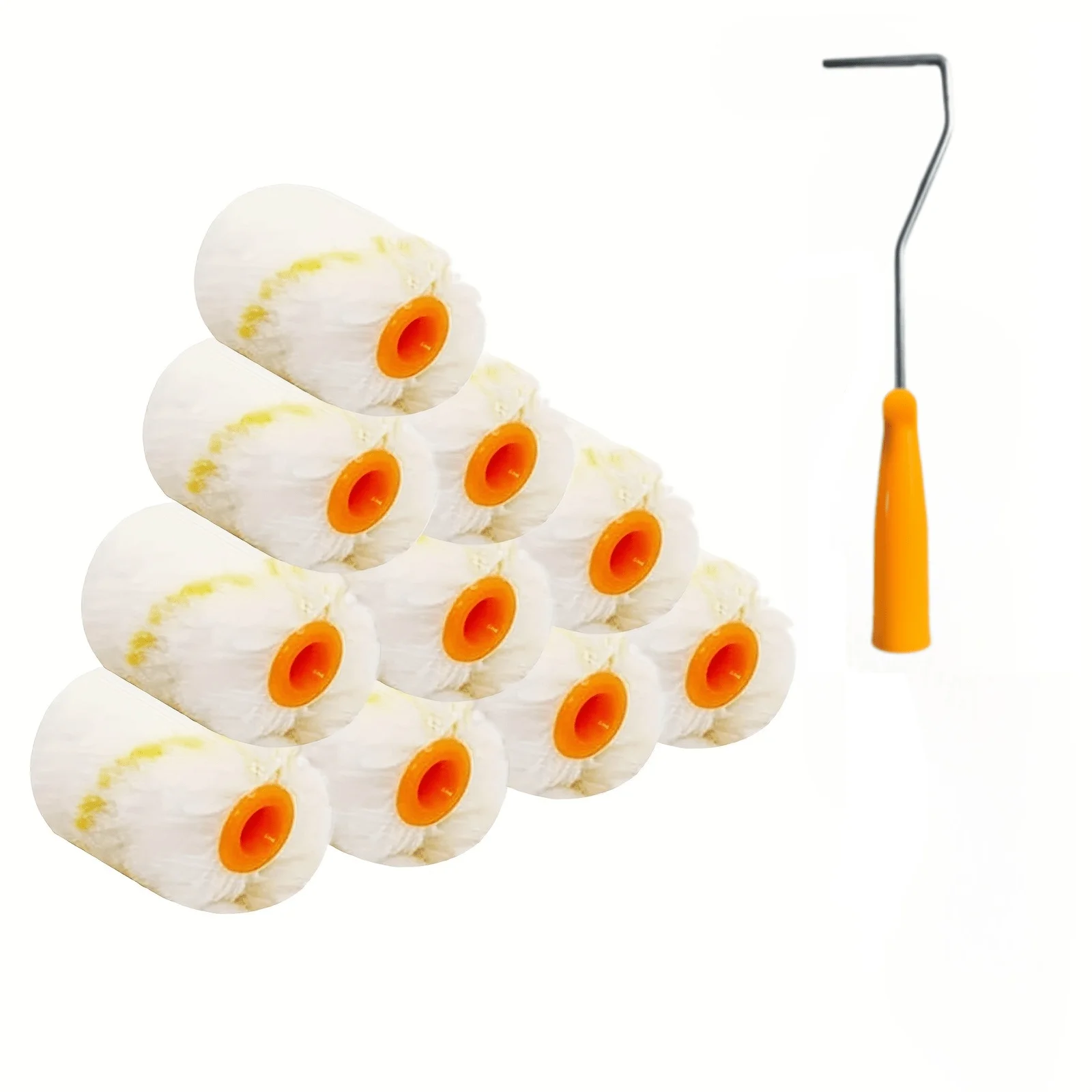 21Pcs Paint Roller Kit, 20 Roller Covers +1 Orange‑Grip Handle, Mini Paint Roller Set for Wall DIY Home Decoration