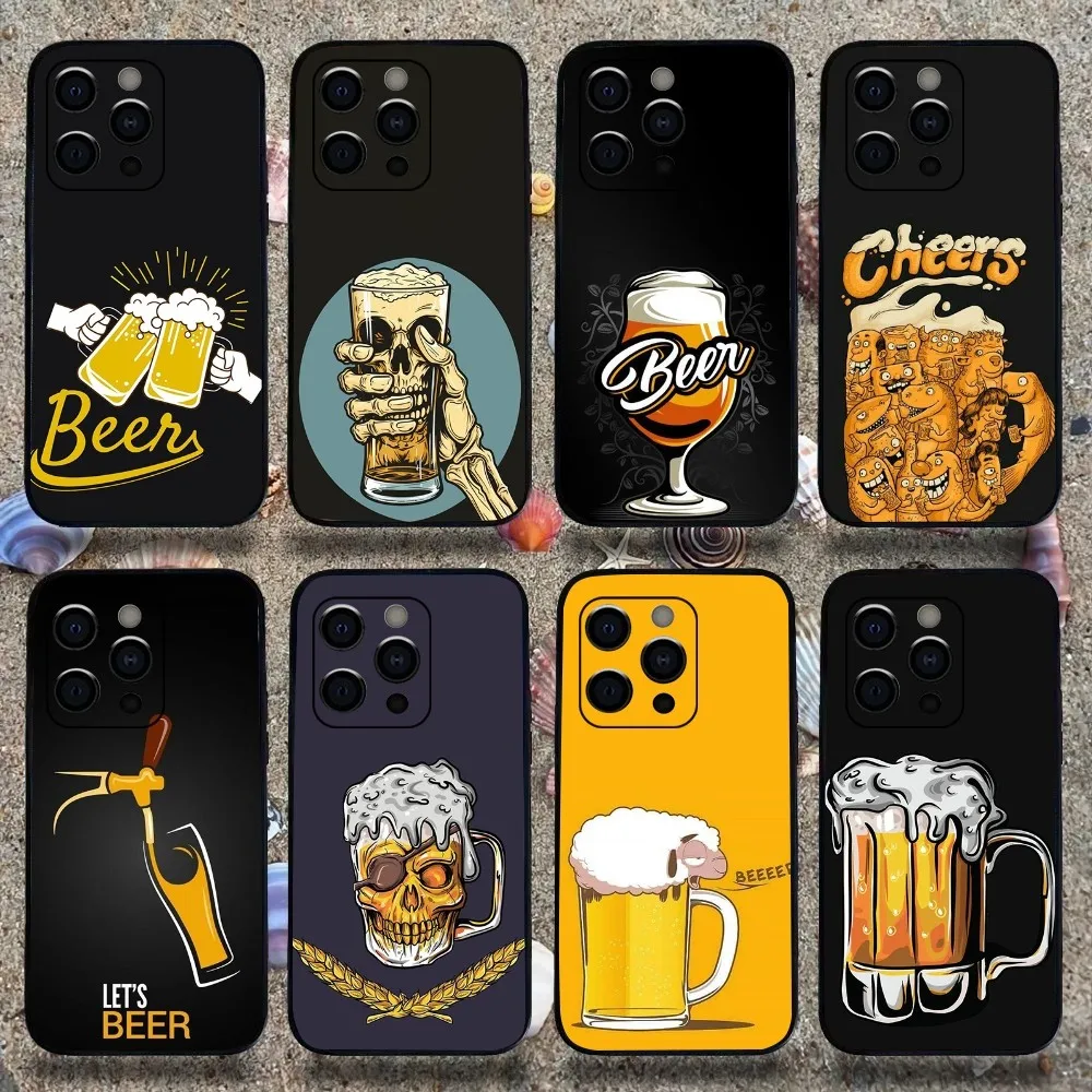 Beer Alcohol Phone Case For Apple iPhone 15,14,13,12,11,Pro,X,XS,Max,XR,Plus,Mini Soft Black Cover