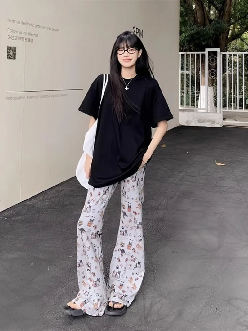 

Fashion Summer Sports T-shirt Women's Loose Short Sleeved Trumpet Pants Casual Two-piece Set Female Clothing