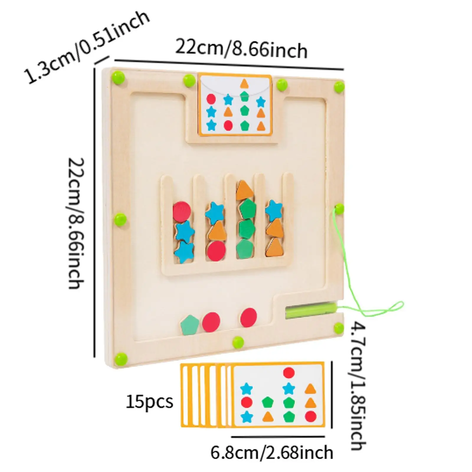 Labirinto de reconhecimento de cor e forma para interação pai-filho multiuso 8.6x8.6 polegadas brinquedo educativo tabuleiro de jogo de quebra-cabeça de madeira