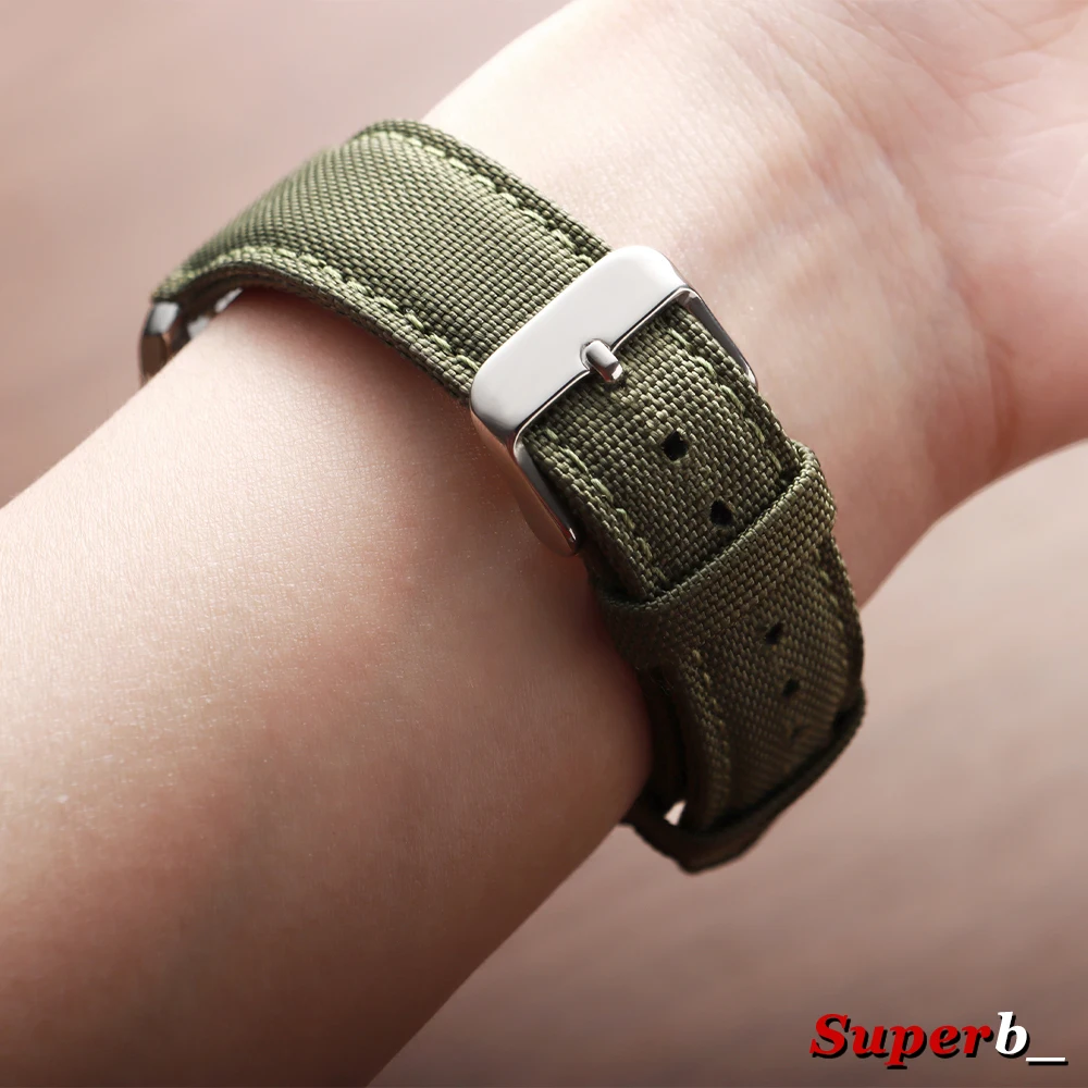 Waterproof Sailcloth Watch Band Quick Release 20mm 22mm Watch Strap Black Double-Sided Nylon Watchband for Blancpain for Omega view 6