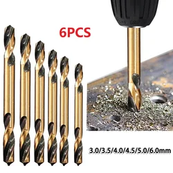 6pcs HSS Double-headed Twist Auger Drill Bit Set Double Ended Drill Bits For Metal Stainless Steel Iron Wood Drilling Power Tool