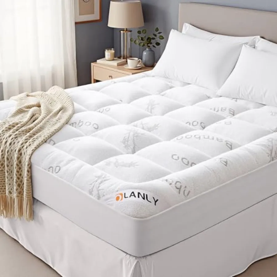 

Mattress Topper Viscose Made from Bamboo, Cooling Soft Pillow Top Mattress Pad for Back Pain Relief, Plush Down Alternative Fil