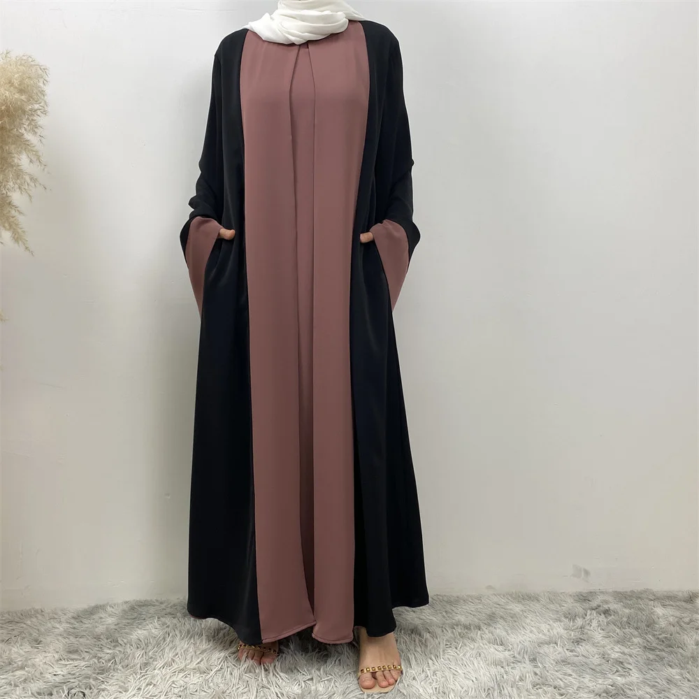 2024 New Ramadan Eid Muslim Abaya Dubai Luxury Splicing Fake Two Pieces Abayas Women Modest Dress Islam Caftan Marocain Femme