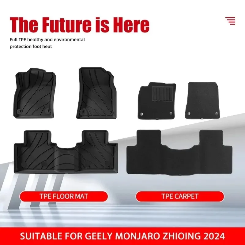 New Products Premium waterproof non-slip TPE Rear Trunk Mat for Geely Monjaro Zhiqing 2024，All Weather Dustproof Black Interior