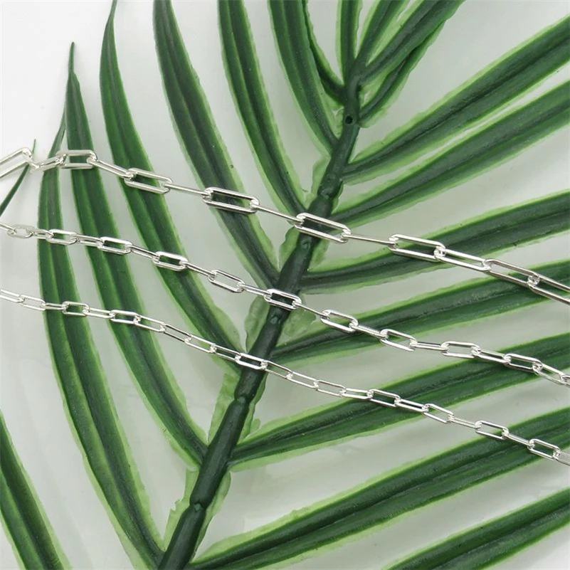 10cm/Lot 925 Sterling Silver Paperclip Chain For Jewelry Making DIY Square Link Chain Accessories ( Not Cut )