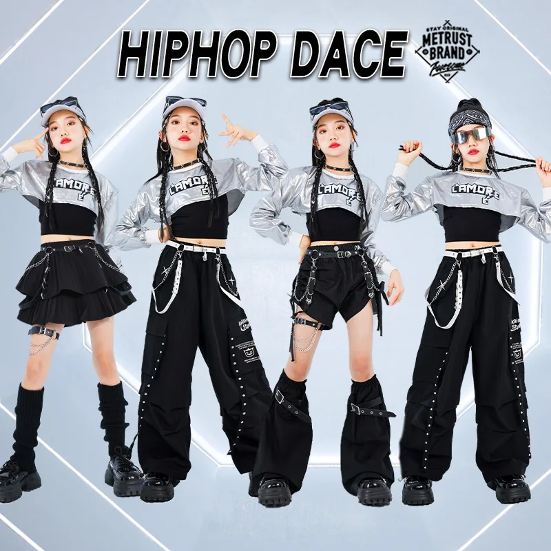 

Girls Jazz Dance Stage Costume Black Skirt Pants Kids Hip Hop Kpop Fashion Show Clothing Kids Street Dance Costume Dancewear