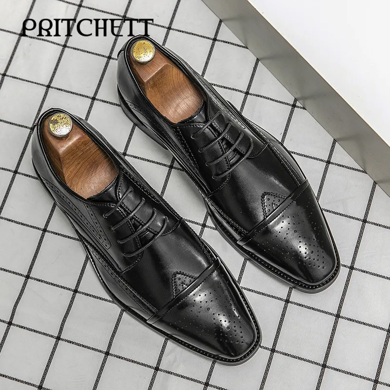 Size 48 Large Size Brogue Carved Leather Shoes New Fashion Business Casual Leather Shoes Trendy Formal Shoes Men's Shoes