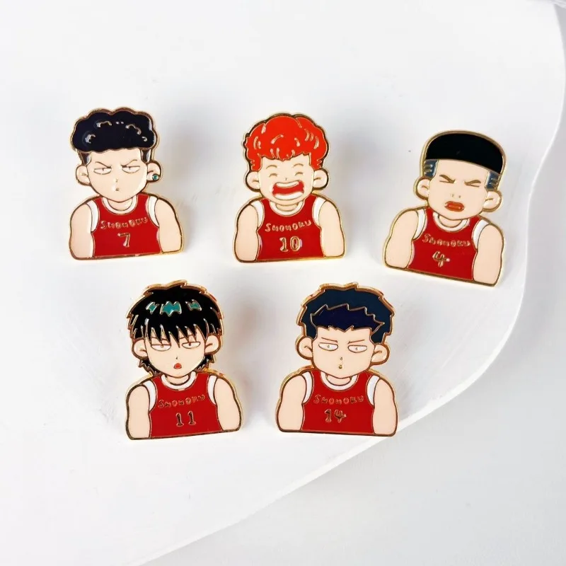 

Slam Dunk High Anime Cartoon Sakuragi Hanamichi Rukawa Kaede Metal Badge Cute Mitsui Kotobuki Basketball Brooch Decoration Gift