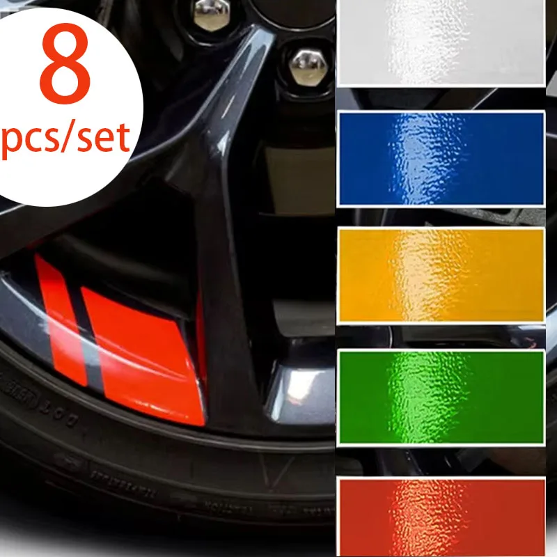 

8Pcs Car Wheel Hub Decorative Stickers Wheel Rim Reflective Stickers Tire Wheel Hub Modification Personalized Creative Stickers