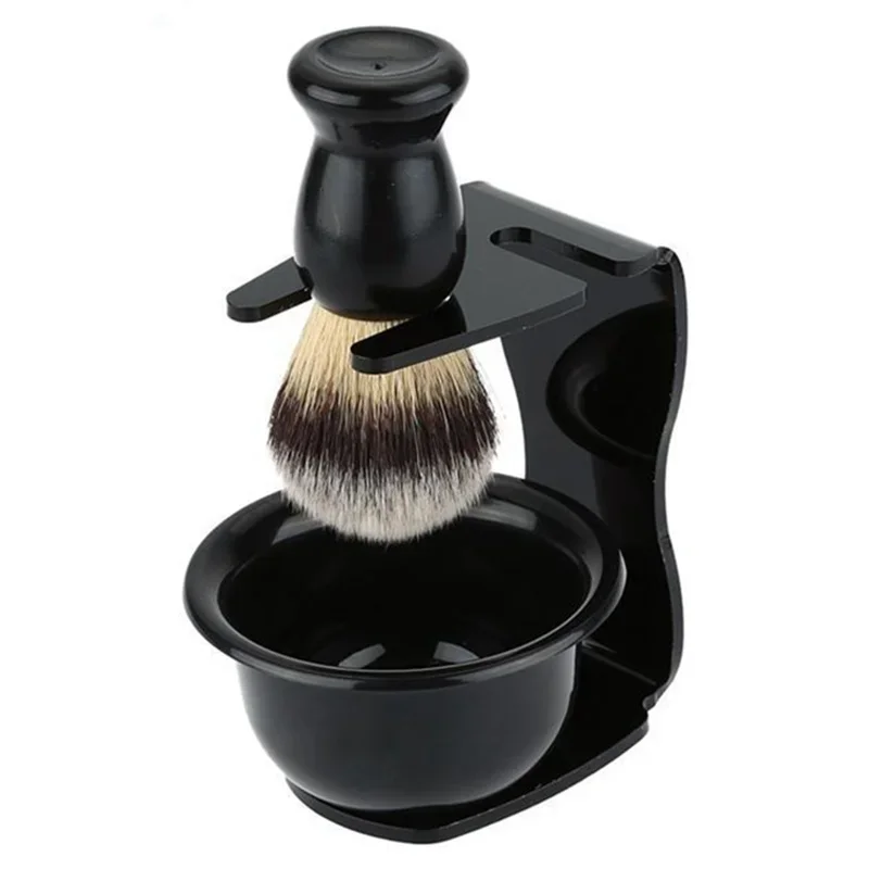 Beard Shaving Brush Comes with Bracket Soap Mug Soft Bristles Hair Salon Barber Soap Foam Shave Men Facial Cleaning Tools