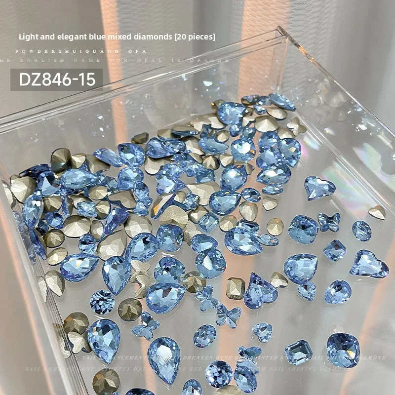 Gemischte Trendige Candy-Soda Spitzrückseitige Nagelrhinestones Kristall Bunte Herz-Candy Unregelmäßige Nageldiamanten Großhandel 6-14mm – Detail 14