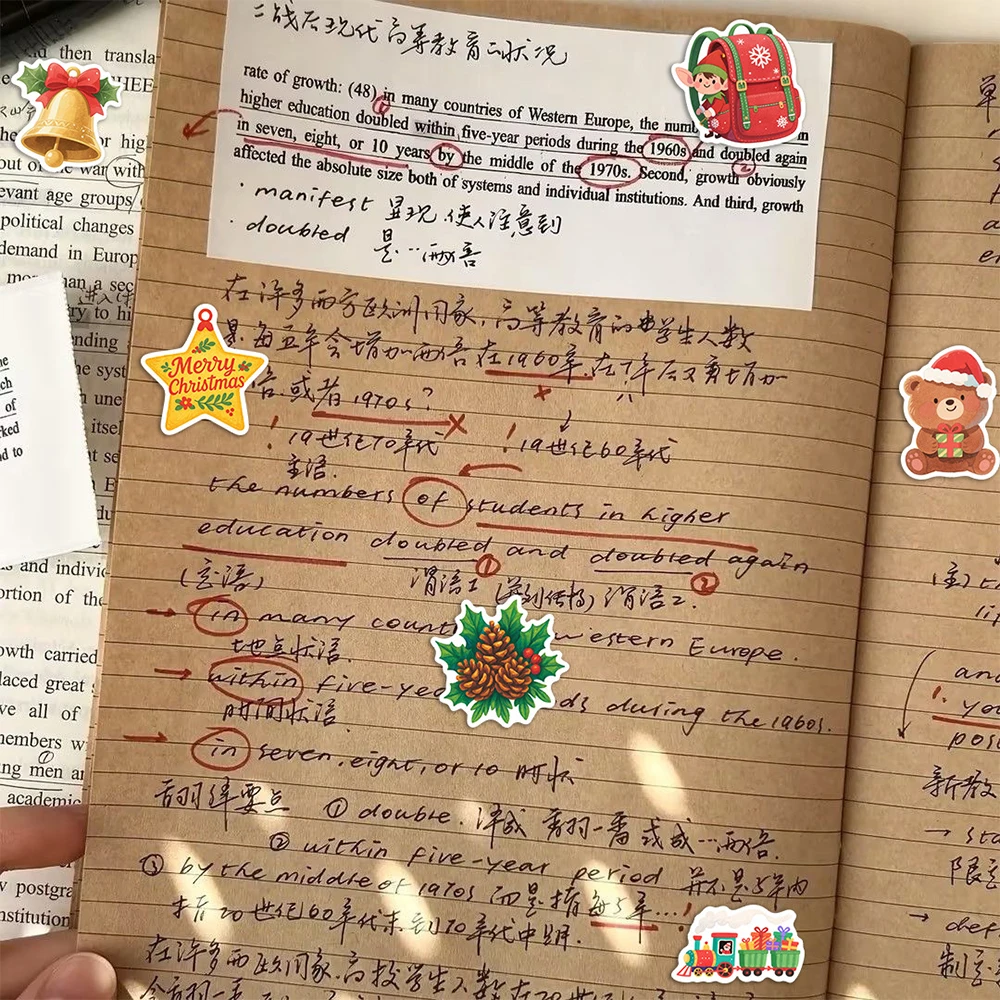 10/30/50/100 個クリスマス落書きステッカー美的サンタクロース漫画装飾デカールフェスティバルお祝い子供ステッカーおもちゃ