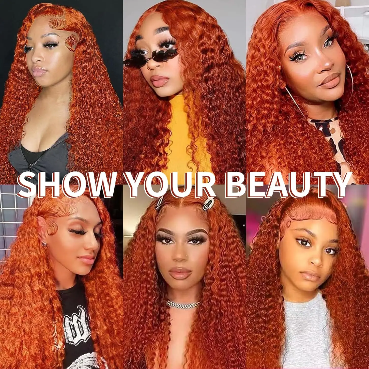 Orange Ginger Lace Front Wig Curly Human Hair Wigs For Women 30Inch Deep Wave Frontal Wig 13x4 13x6 HD Lace Front Human Hair Wig