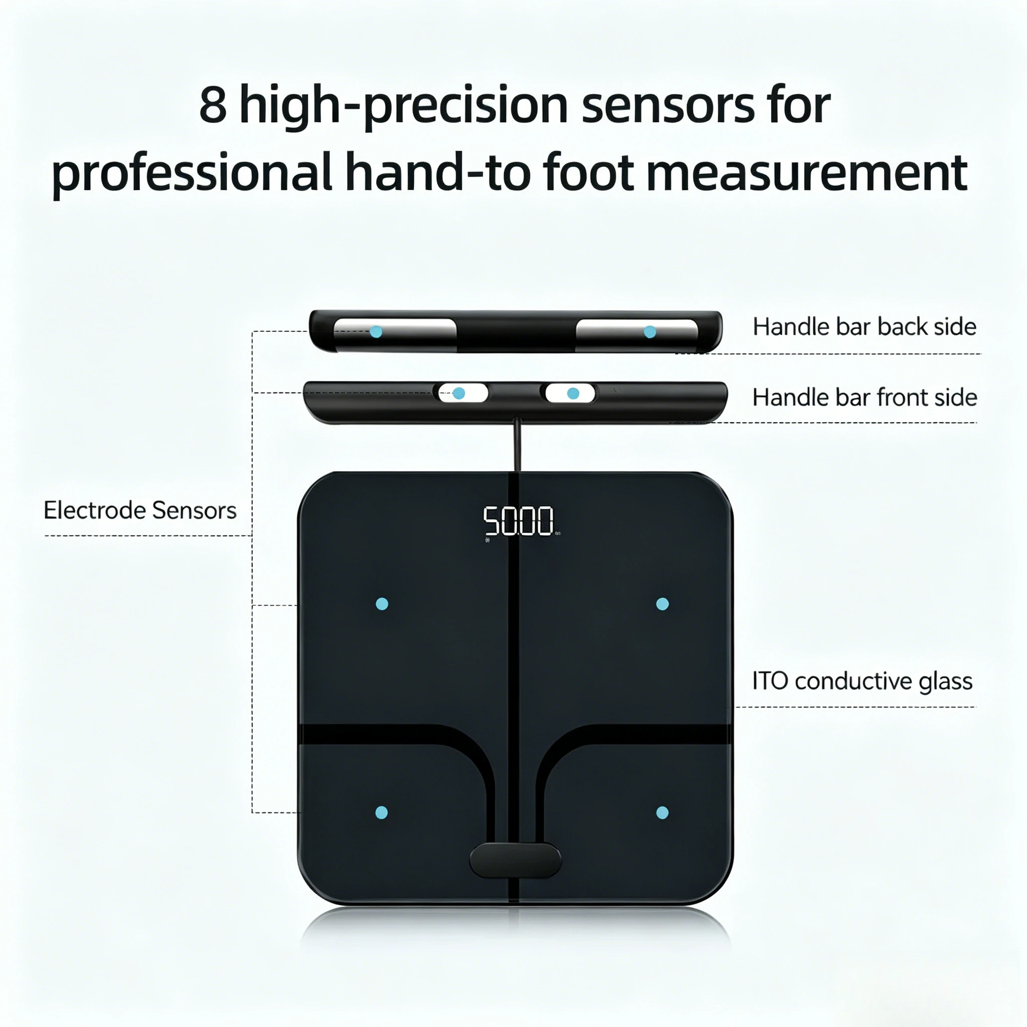 Professional 8 Electrodes Body Fat Scale Smart APP Weight Scale Dual Frequency Body Composition Analyzer Home Health Monitor
