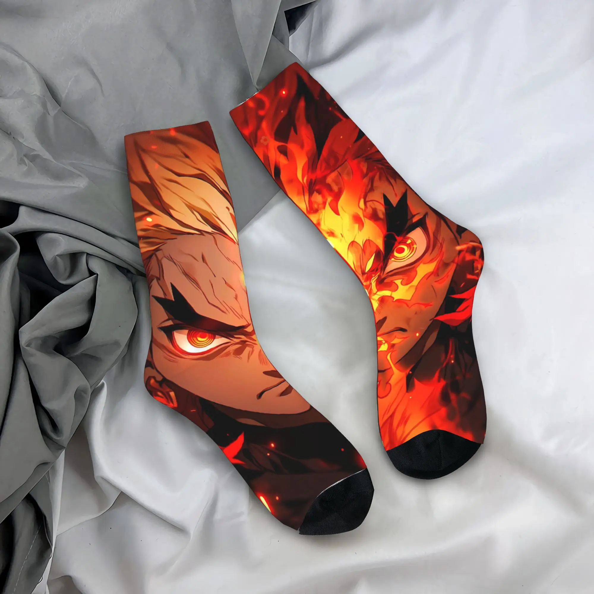 أنيمي Kyōjurō Rengoku الجوارب الخريف جوارب الرجعية الرجال الجوارب الناعمة الدافئة مخصص تشغيل الرياضة عدم الانزلاق الجوارب