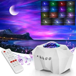 Northern Aurora Projector Star Moon LED Night Light Bluetooth Music Speaker Galaxy Lamp Bedroom Decoration Atmospher Laser Light