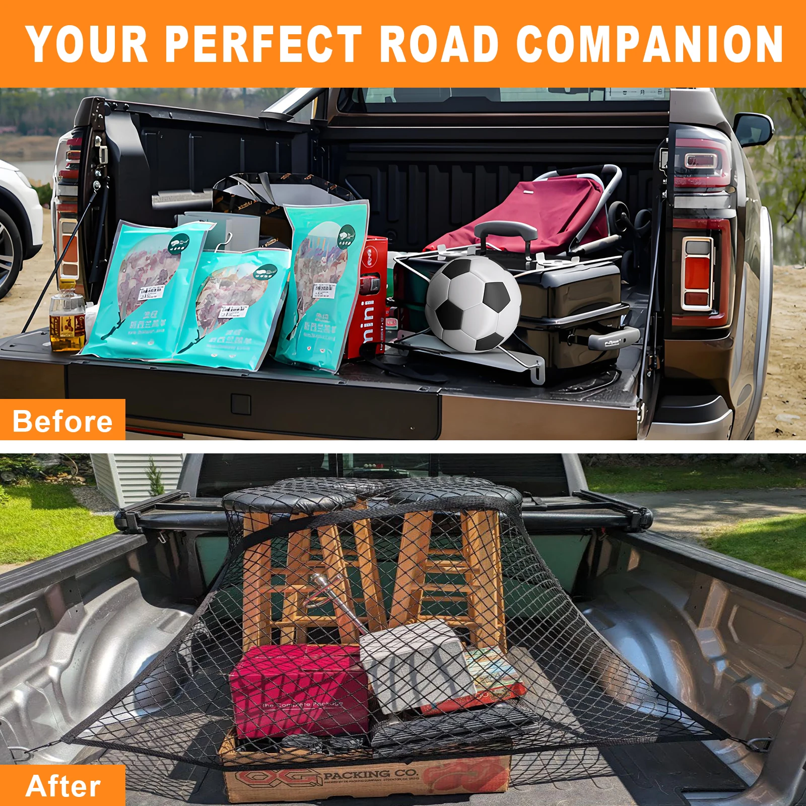 Highly Elastic Cargo Net For Pickup Trucks Ford Chevrolet Dodge Stretchable Mesh Organizer for Light Loads Camping Trip Luggage