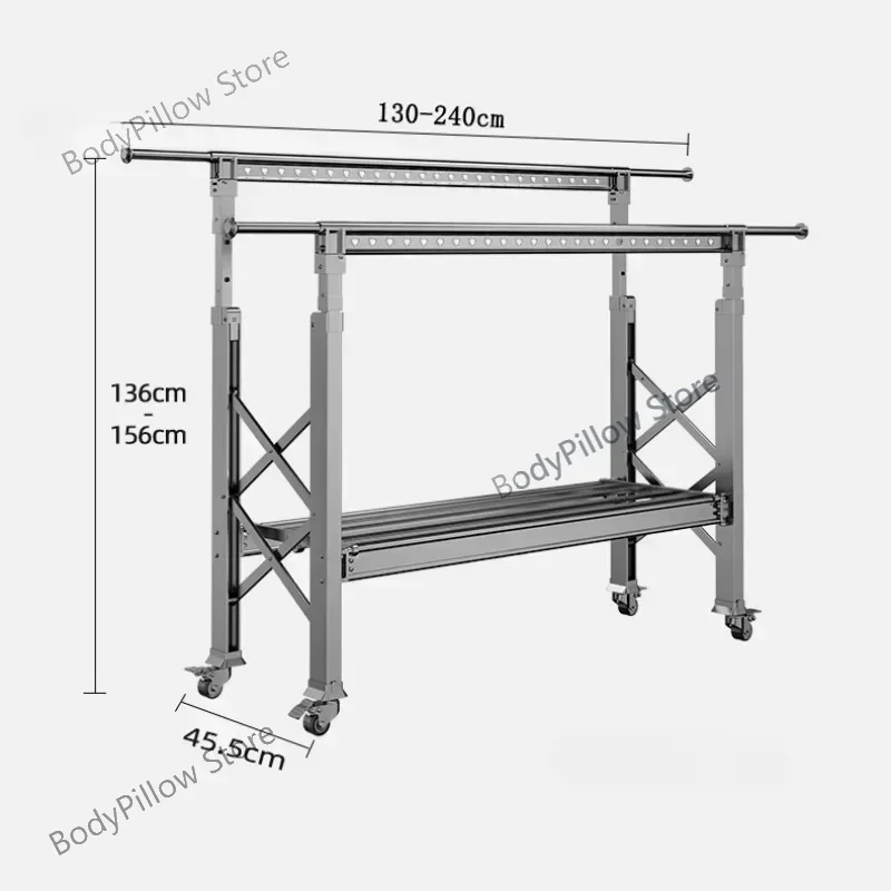 Aluminum Alloy Floor-standing Cloth Drying Rack Folding Household Balcony Telescopic Clothes   Hangers for  T